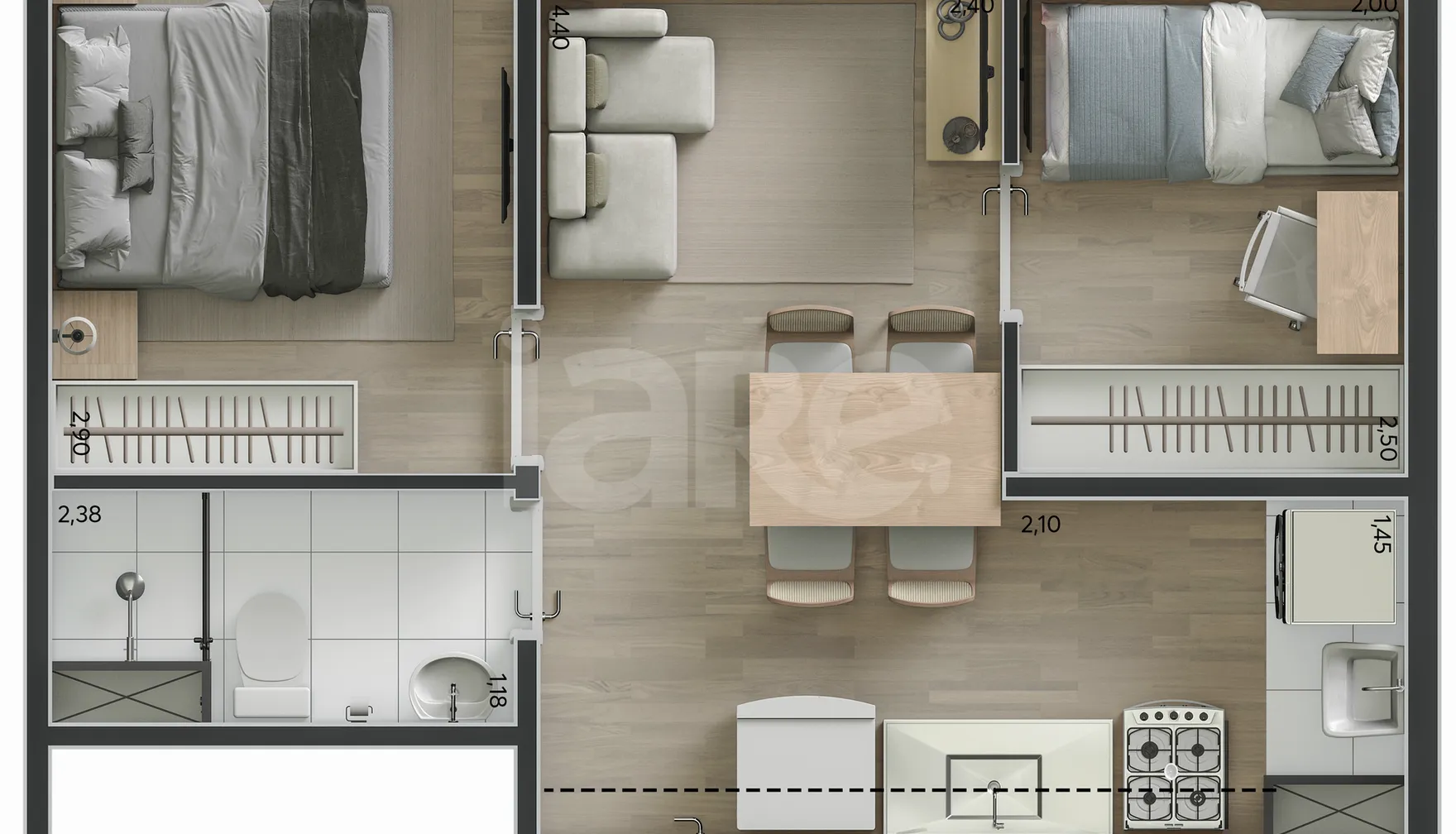 Planta — Apartamento 33,15 m²