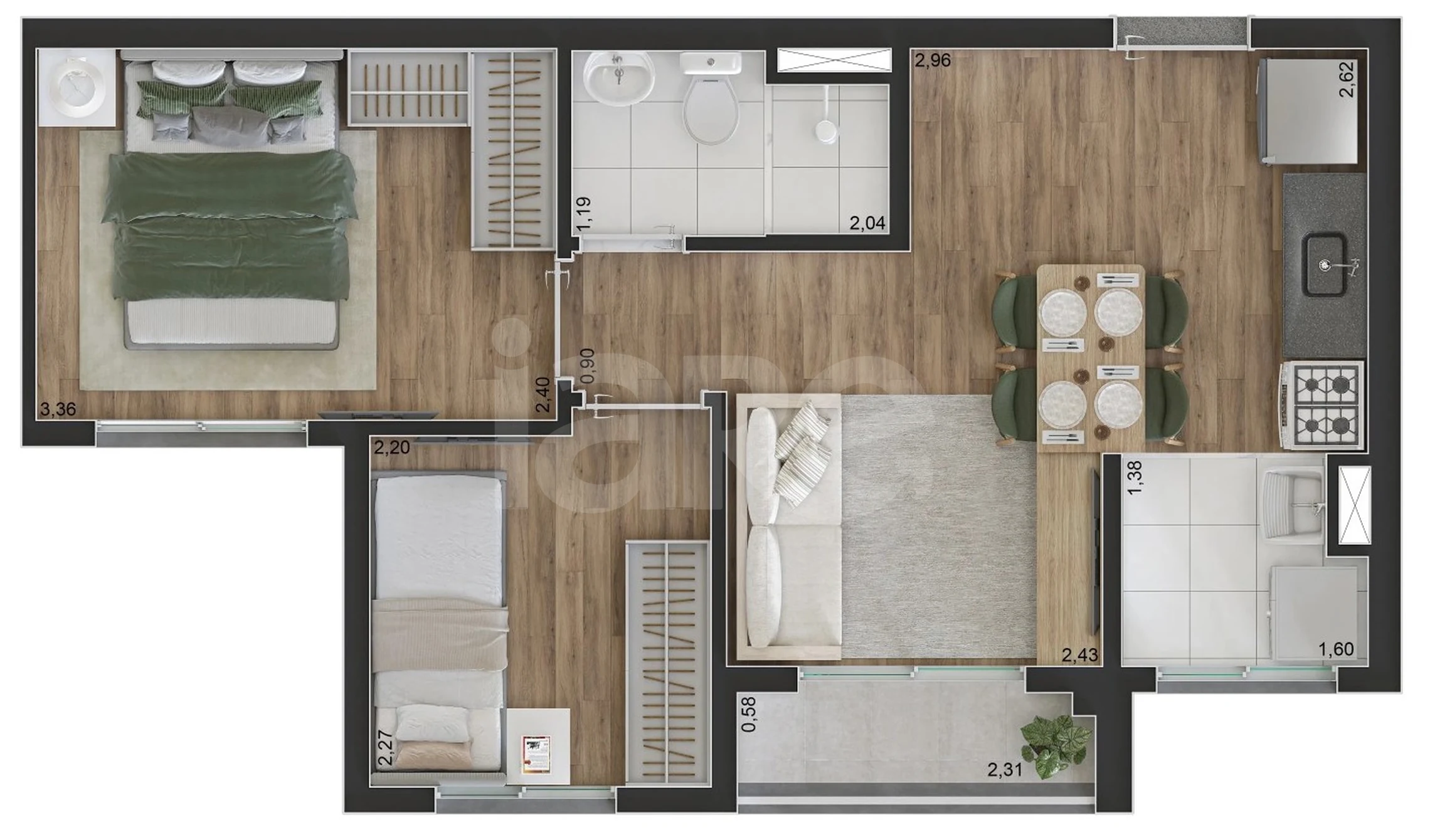 Planta — Apartamento 38,69 m²