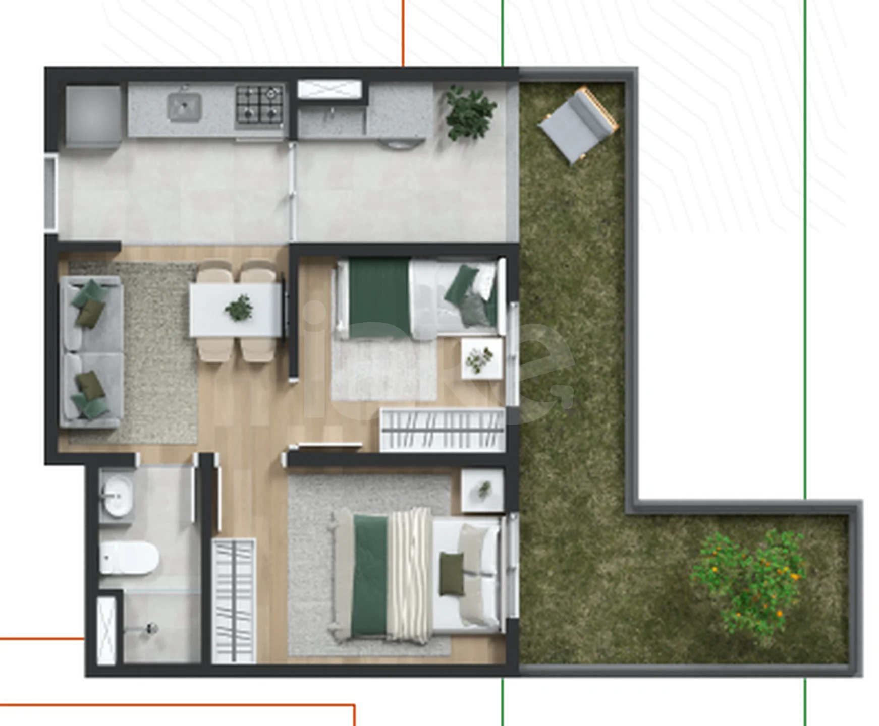 Planta — Garden 61,48 m²