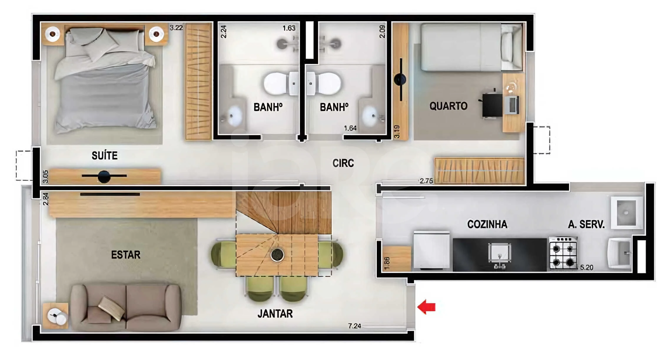 Planta — Cobertura Duplex 133,31 m²