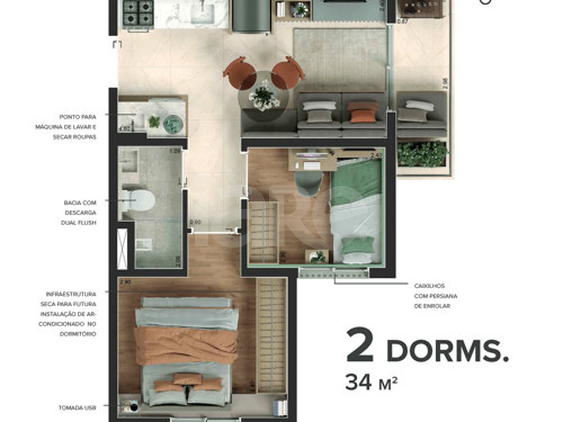 Planta — Apartamento 32,53 m²