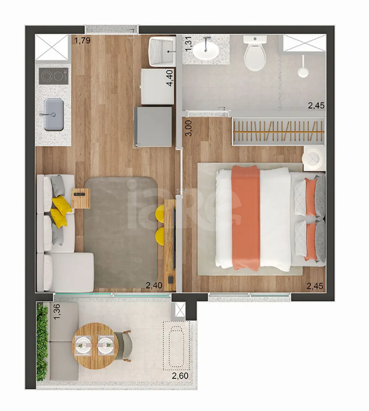 Planta — Apartamento 26,97 m²