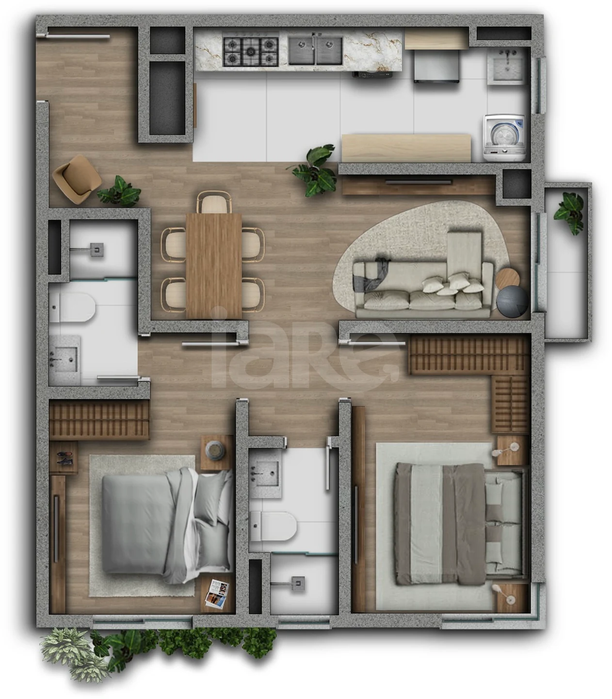 Planta — Apartamento 66 m²