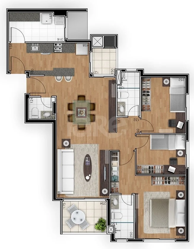 Planta — Apartamento 98,64 m²