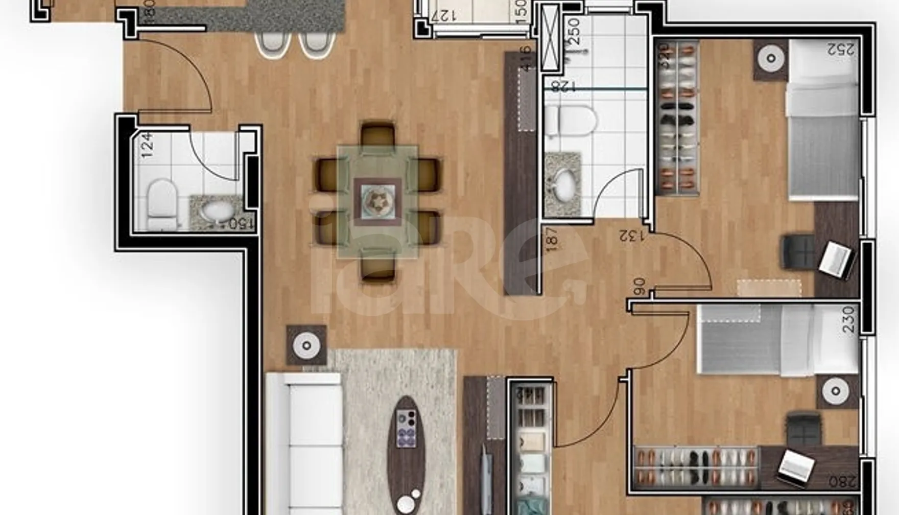 Planta — Apartamento 98,64 m²