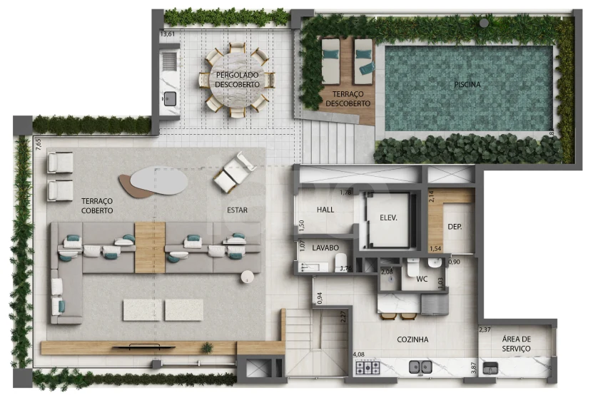 Planta — Cobertura Duplex 392,87 m²