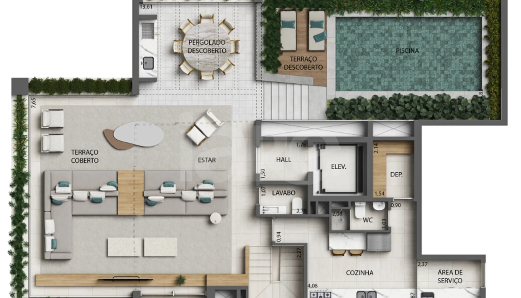 Planta — Cobertura Duplex 392,87 m²