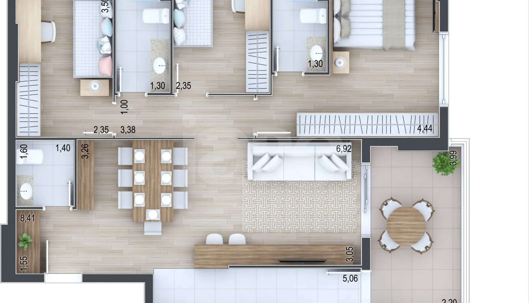 Planta — Apartamento 100,58 m²
