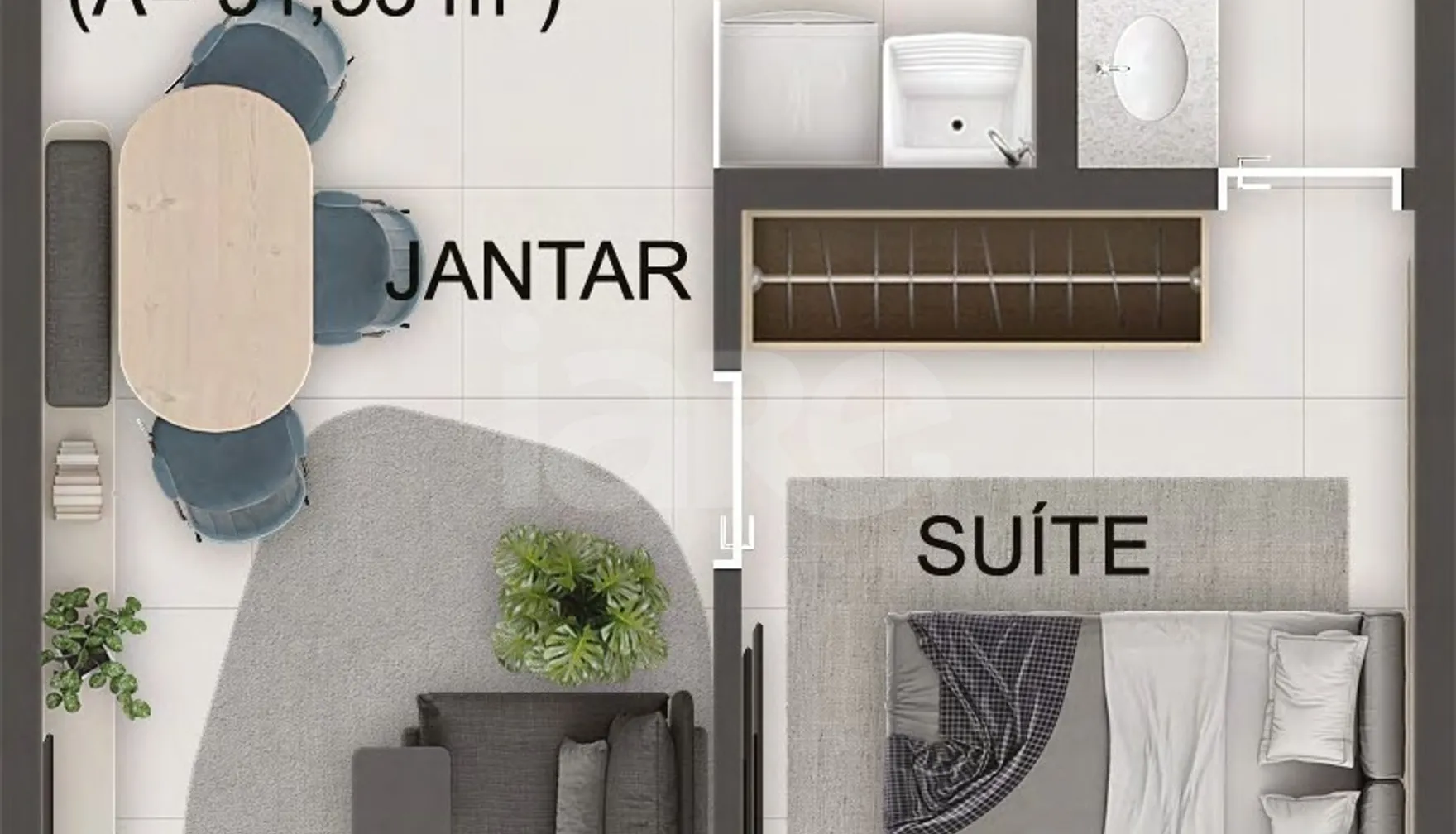 Planta — Apartamento 31,3 m²