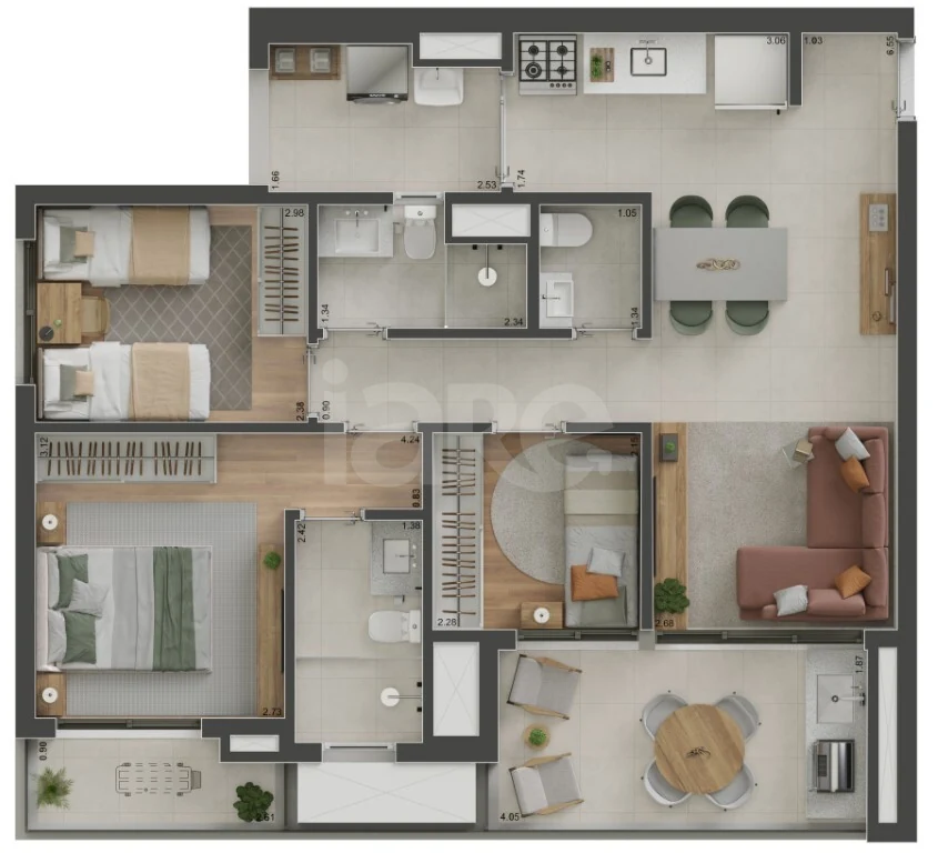 Planta — Apartamento 79,7 m²