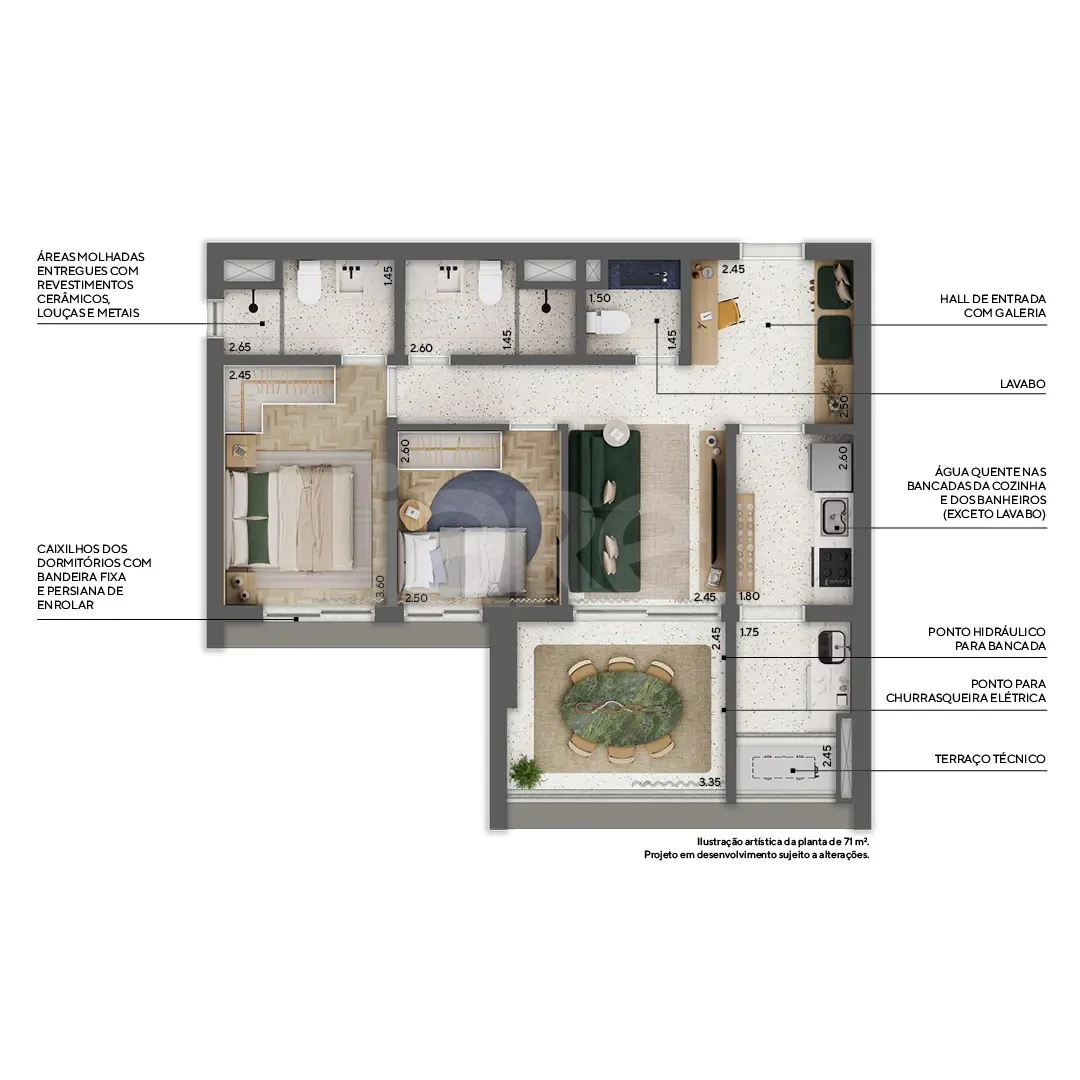 Planta — Apartamento 72,76 m²