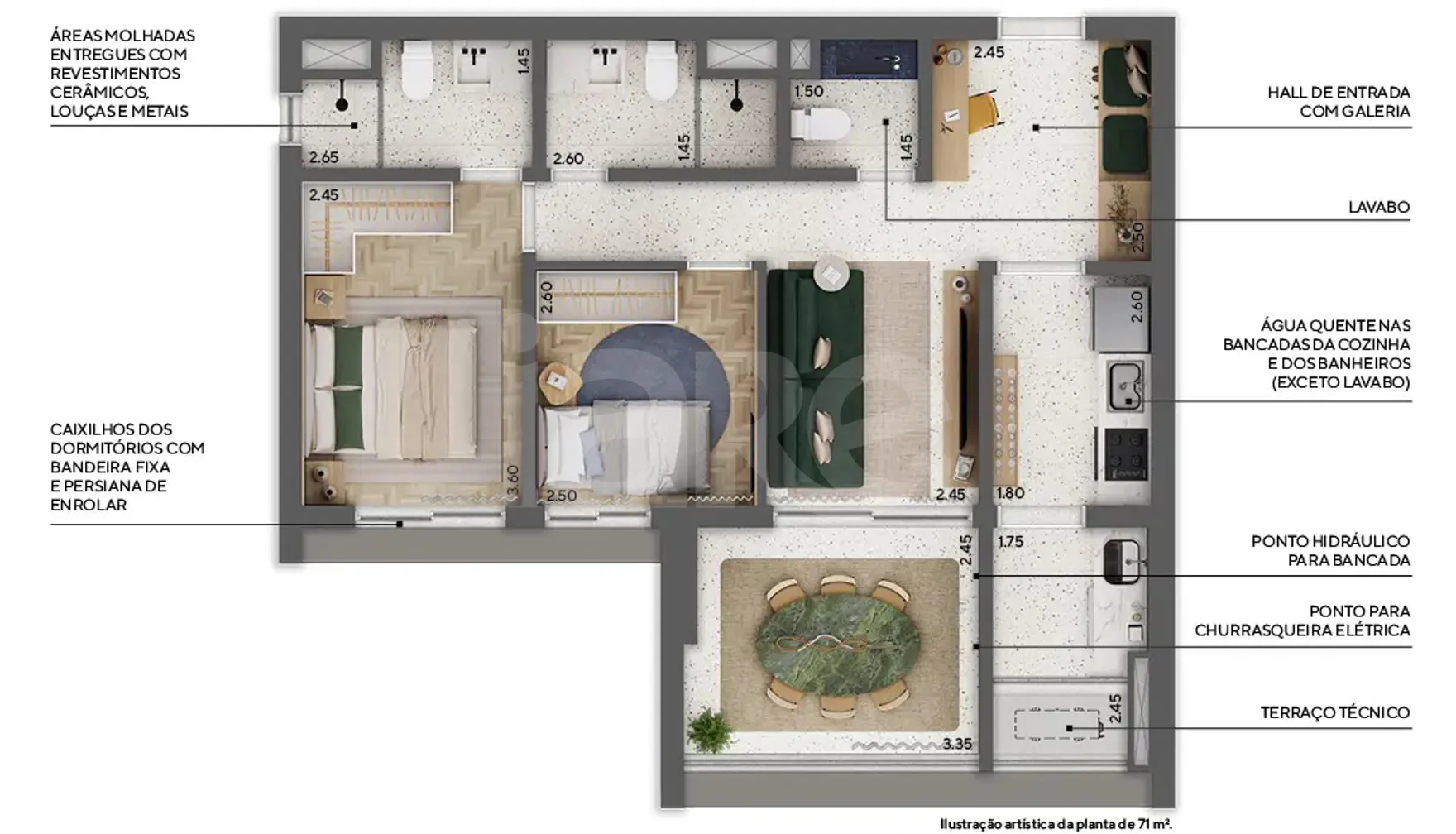 Planta — Apartamento 72,76 m²