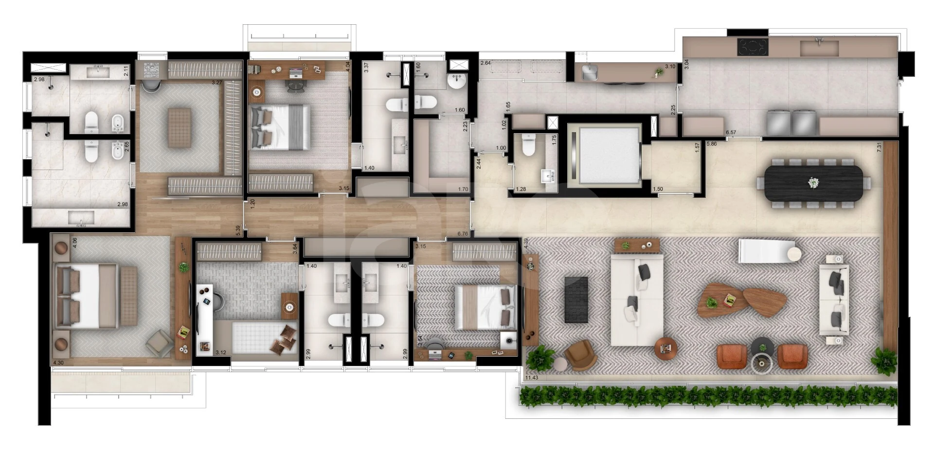 Planta — Apartamento 297 m²