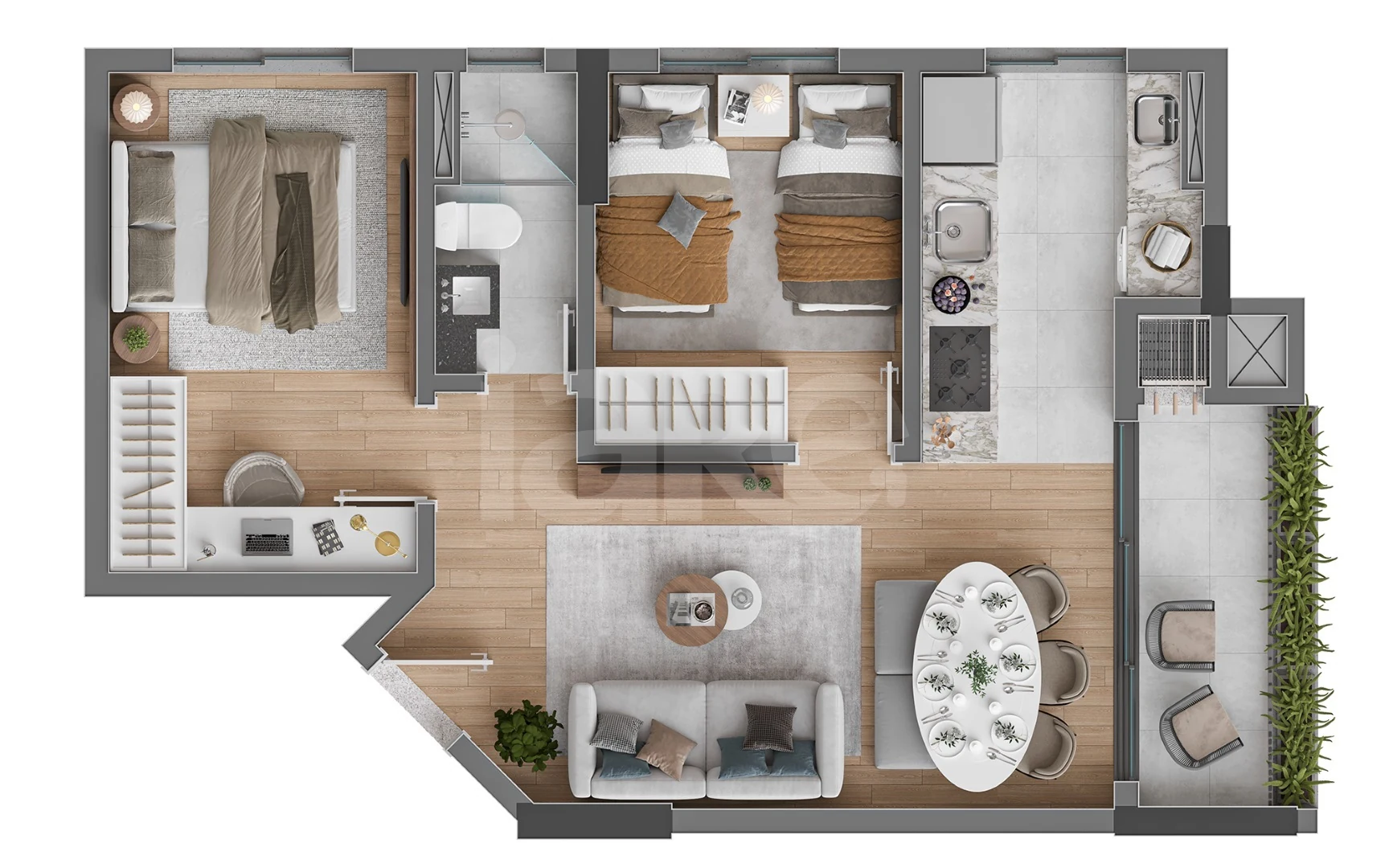 Planta — Apartamento 51,4 m²