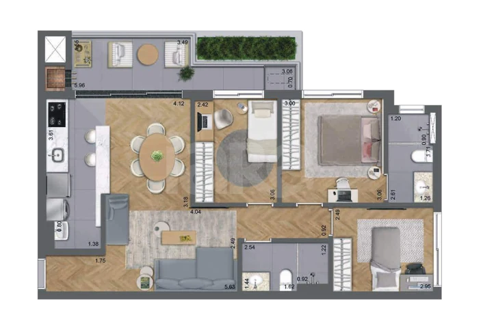 Planta — Apartamento 79,76 m²