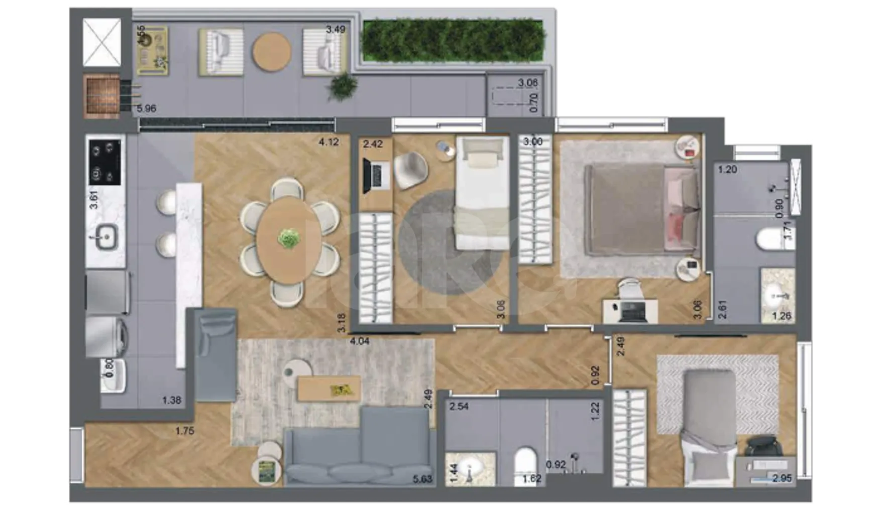 Planta — Apartamento 79,76 m²