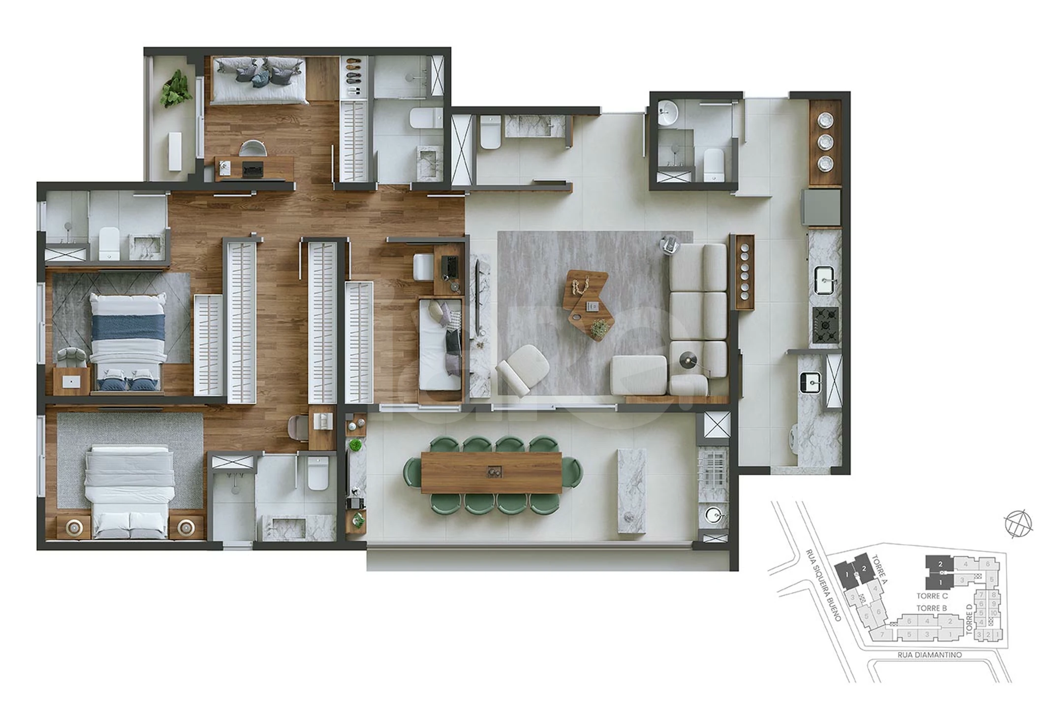 Planta — Apartamento 132,2 m²