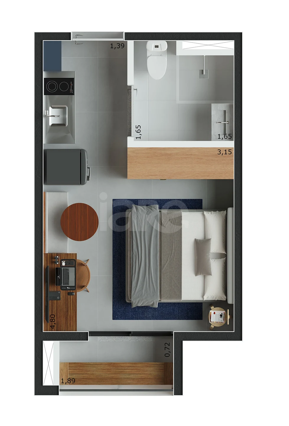 Planta — Studio 18,56 m²