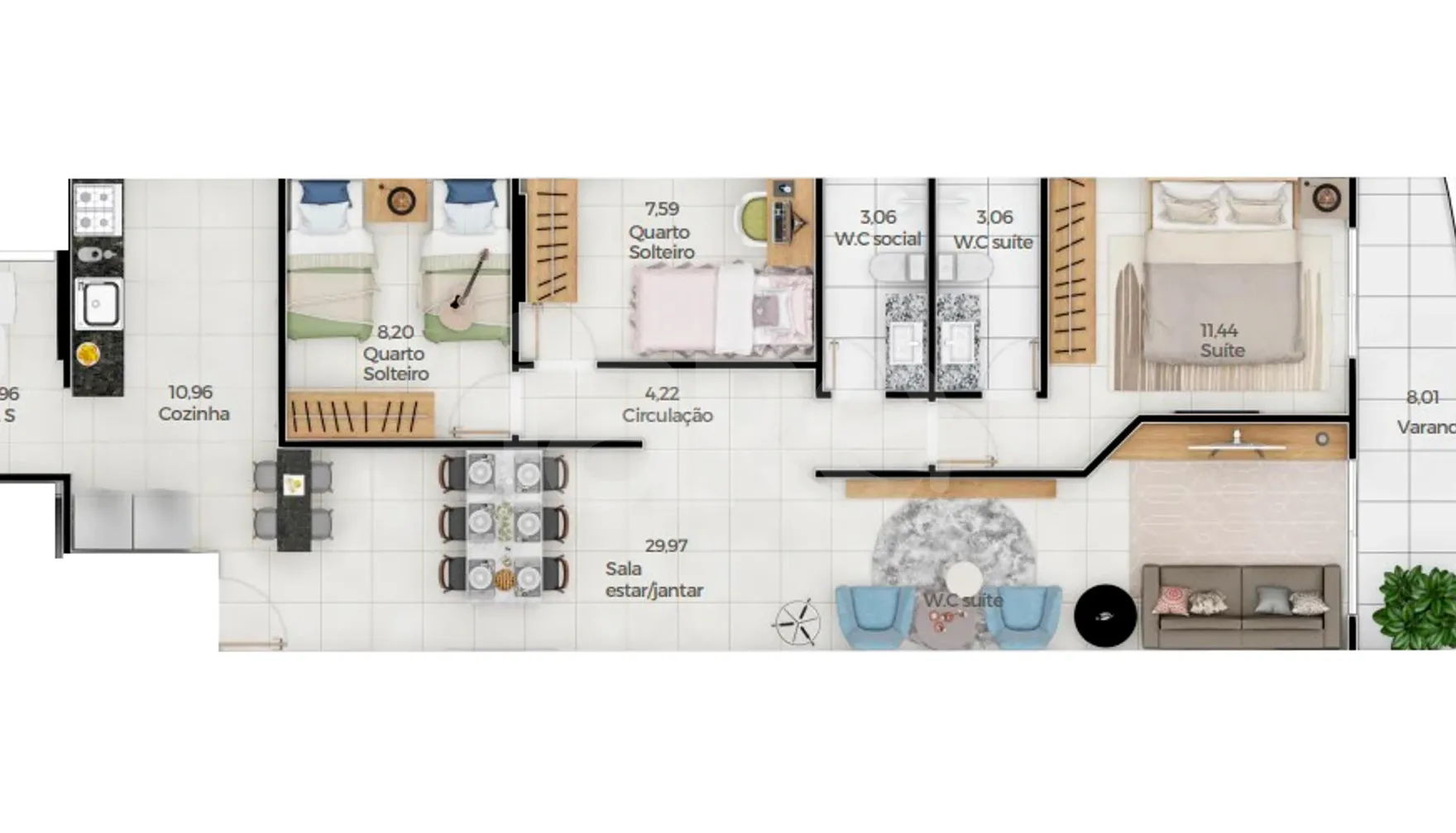 Planta — Apartamento 100,25 m²