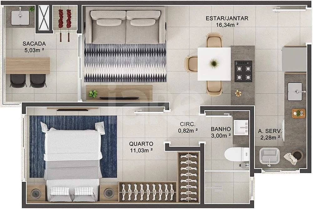 Planta — Garden 43,8 m²