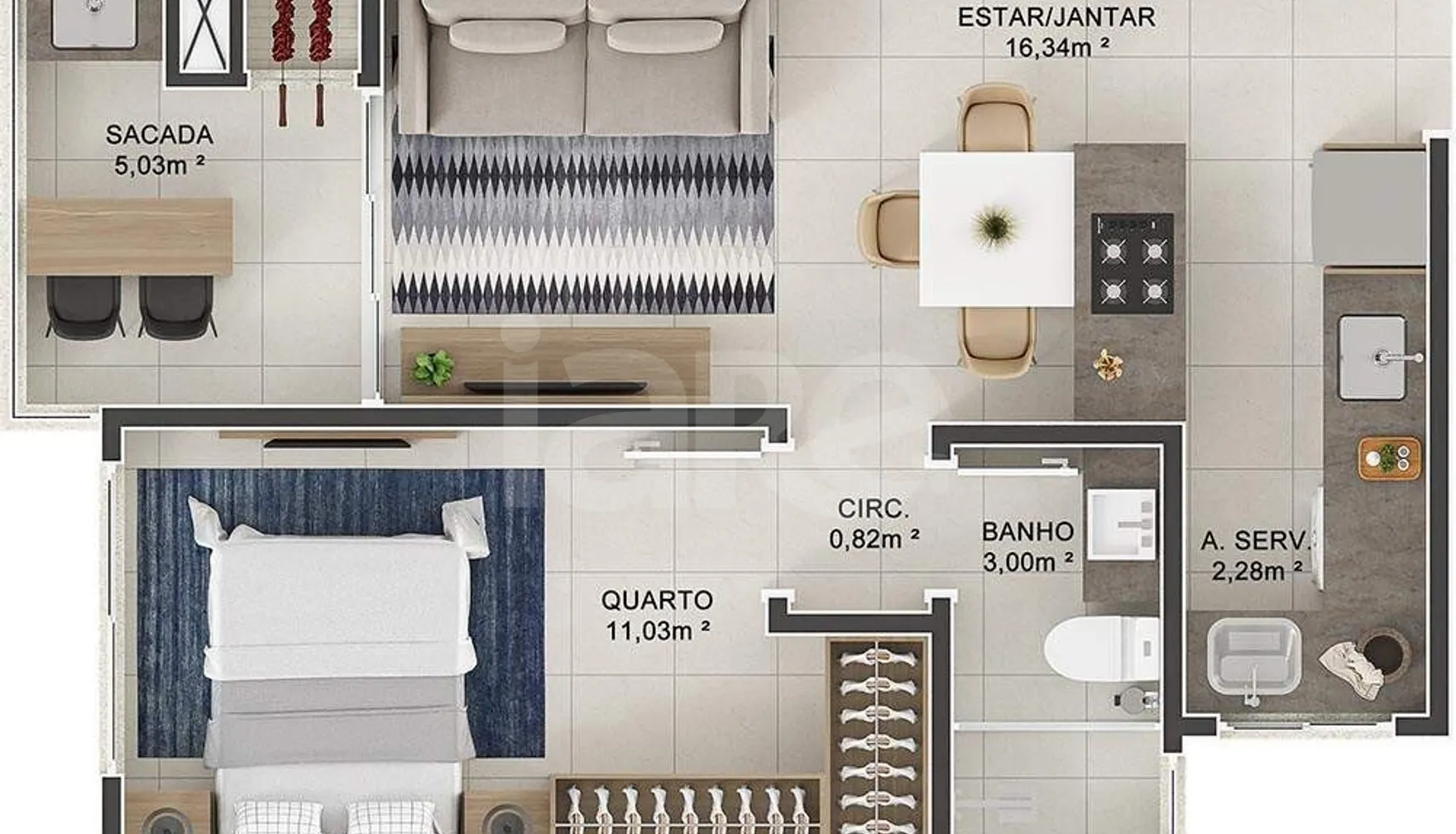 Planta — Garden 43,8 m²