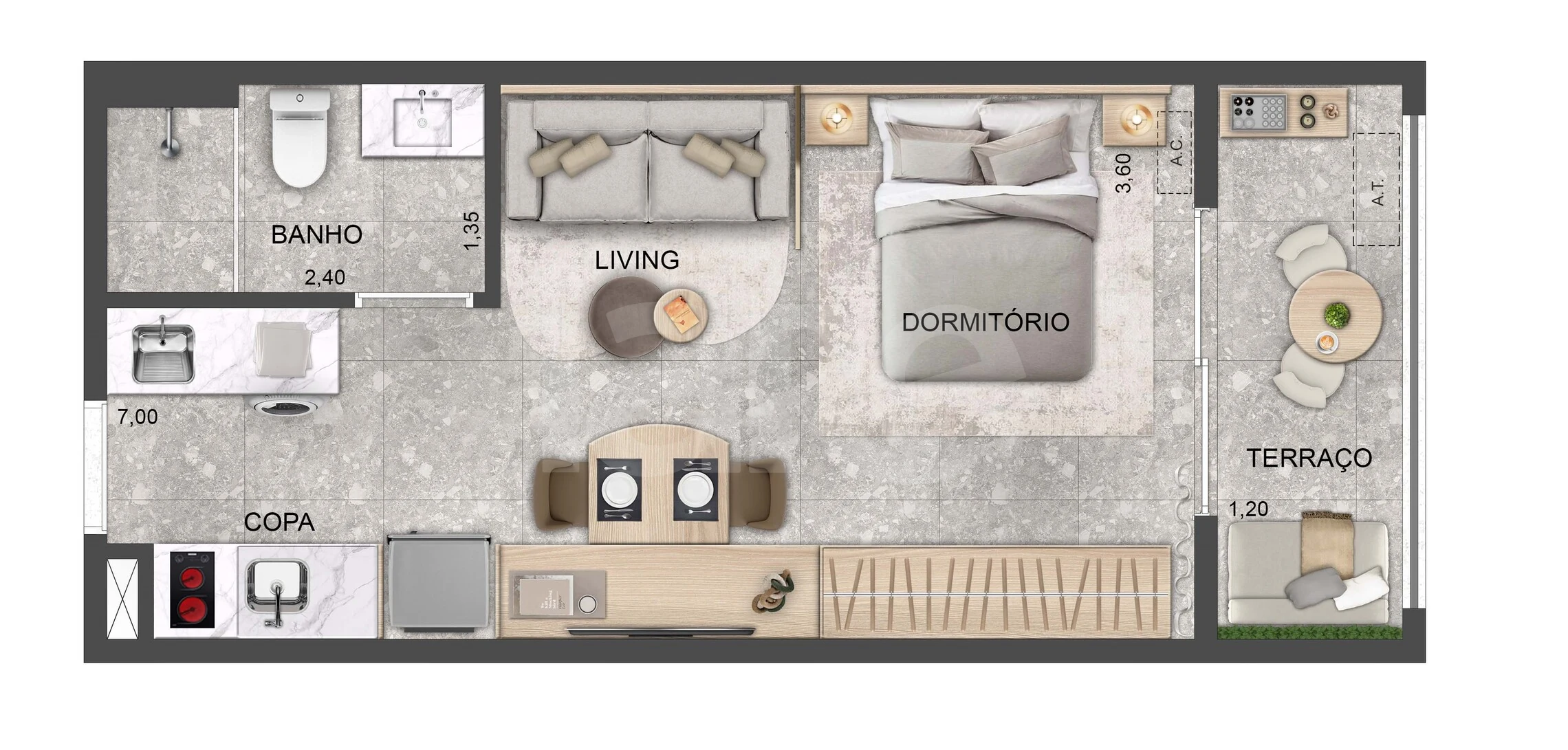 Planta — Studio 33 m²
