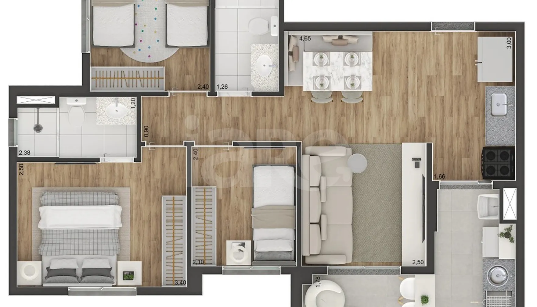 Planta — Apartamento 66,42 m²