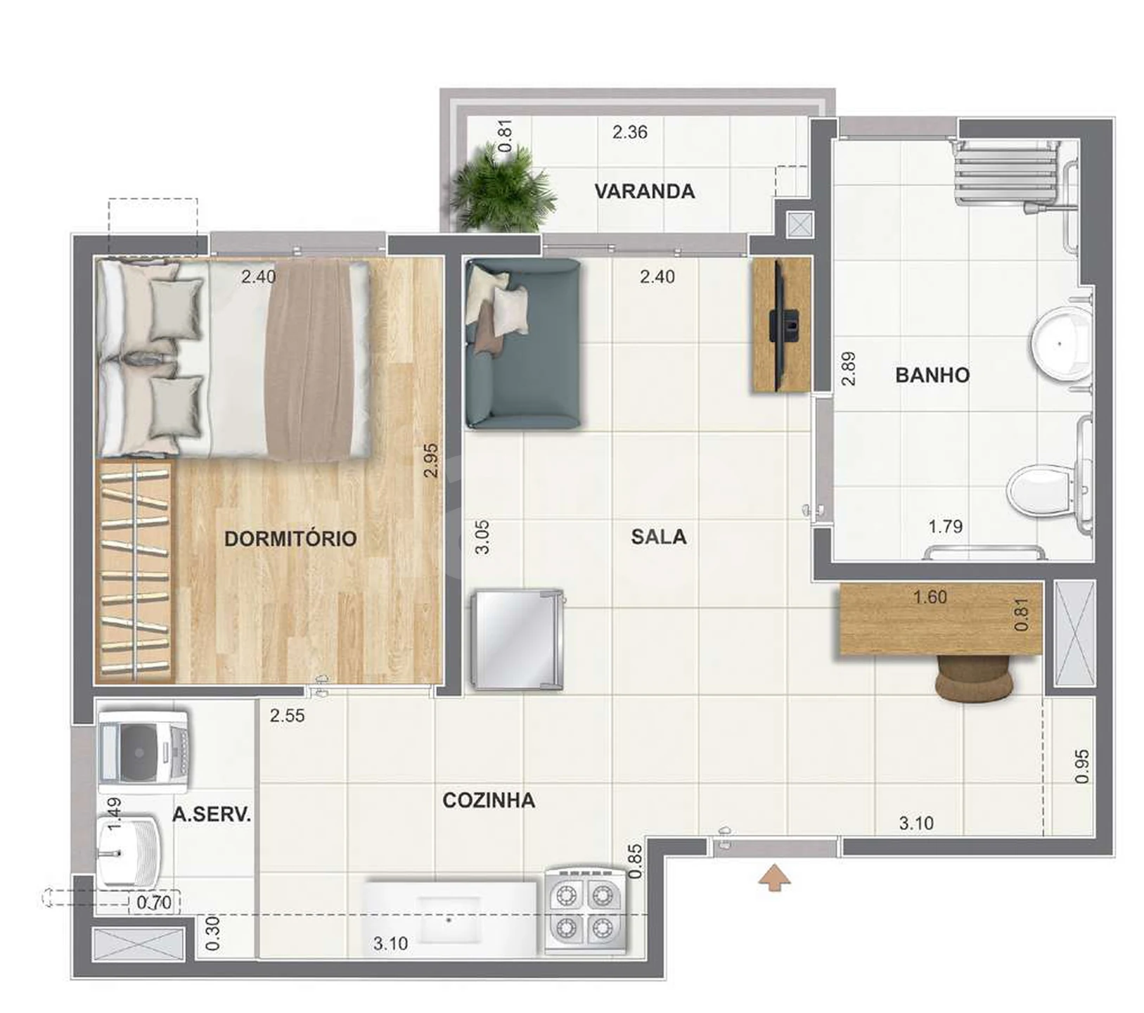 Planta — Apartamento 38 m²