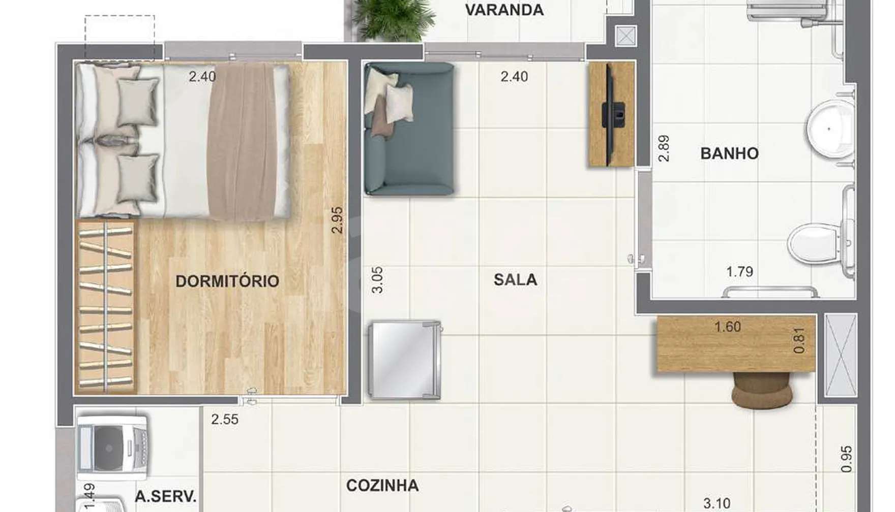 Planta — Apartamento 38 m²