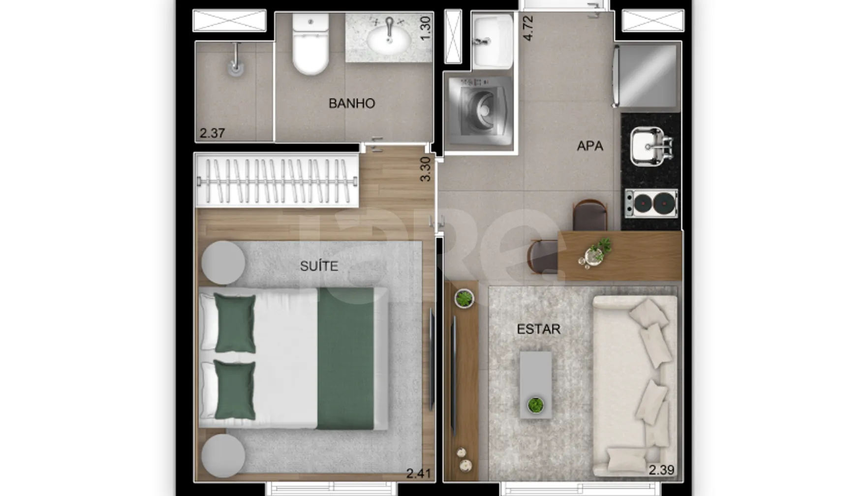Planta — Apartamento 26 m²