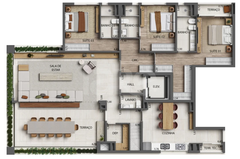 Planta — Cobertura Duplex 392,87 m²
