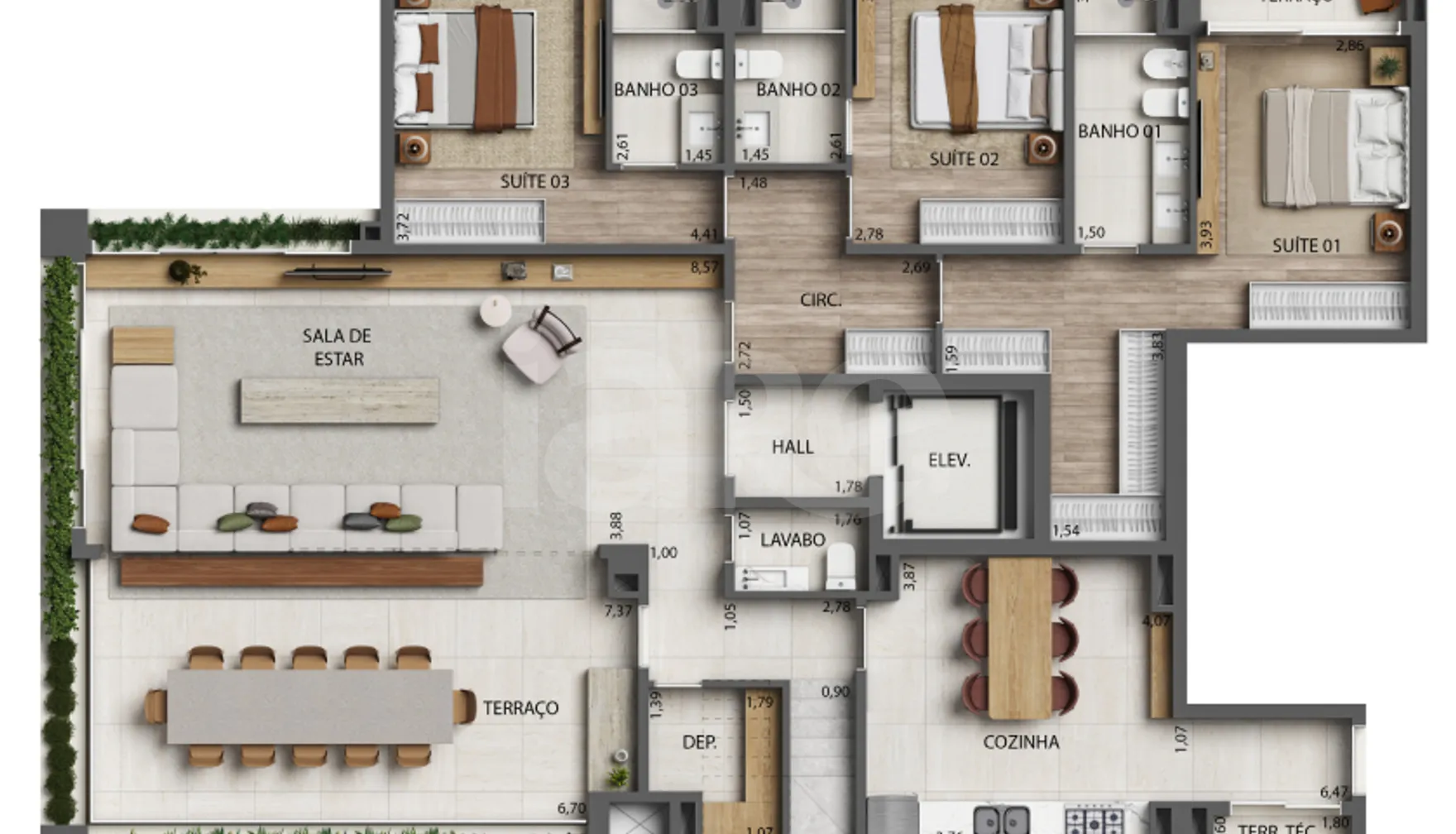 Planta — Cobertura Duplex 392,87 m²
