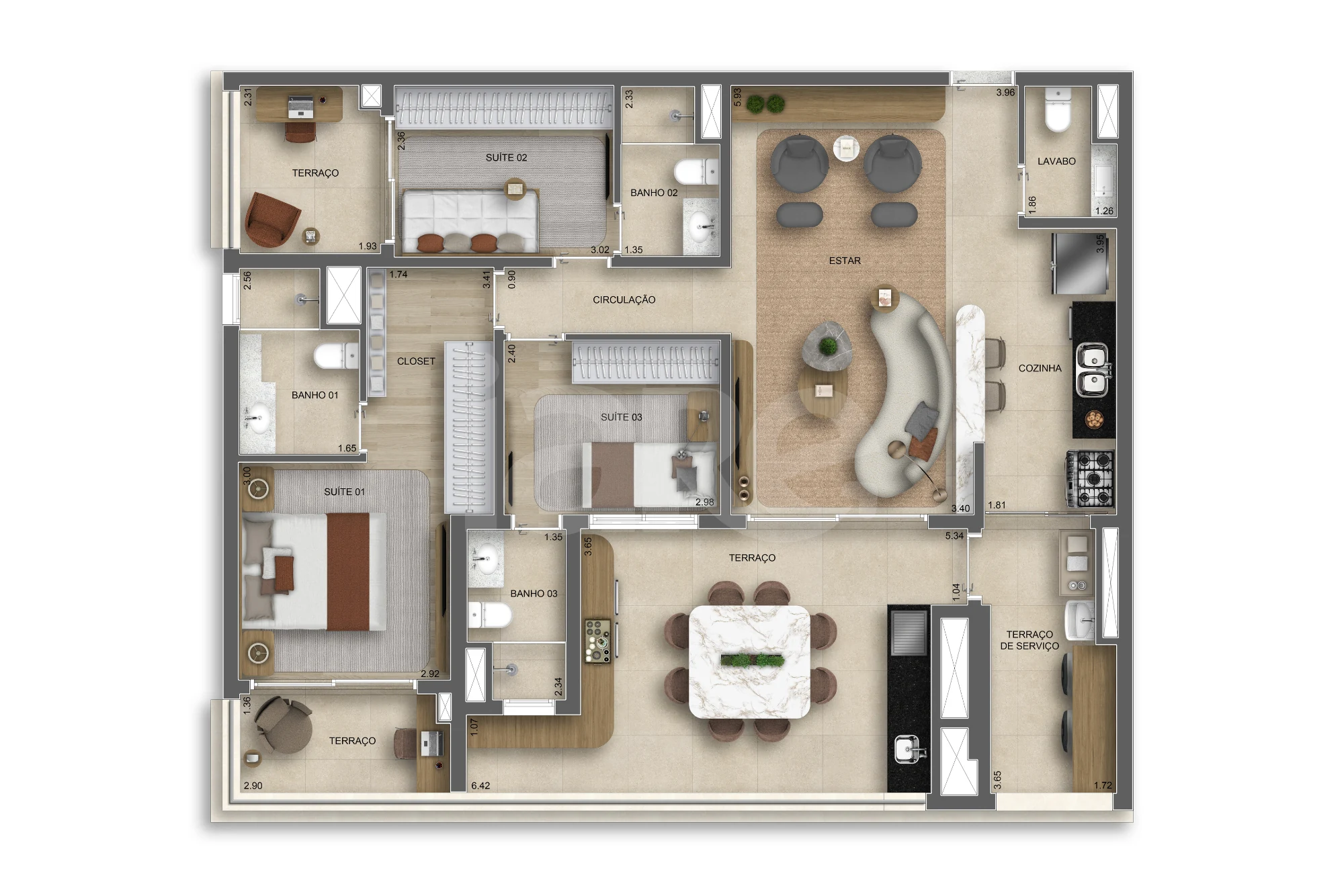 Planta — Apartamento 125 m²