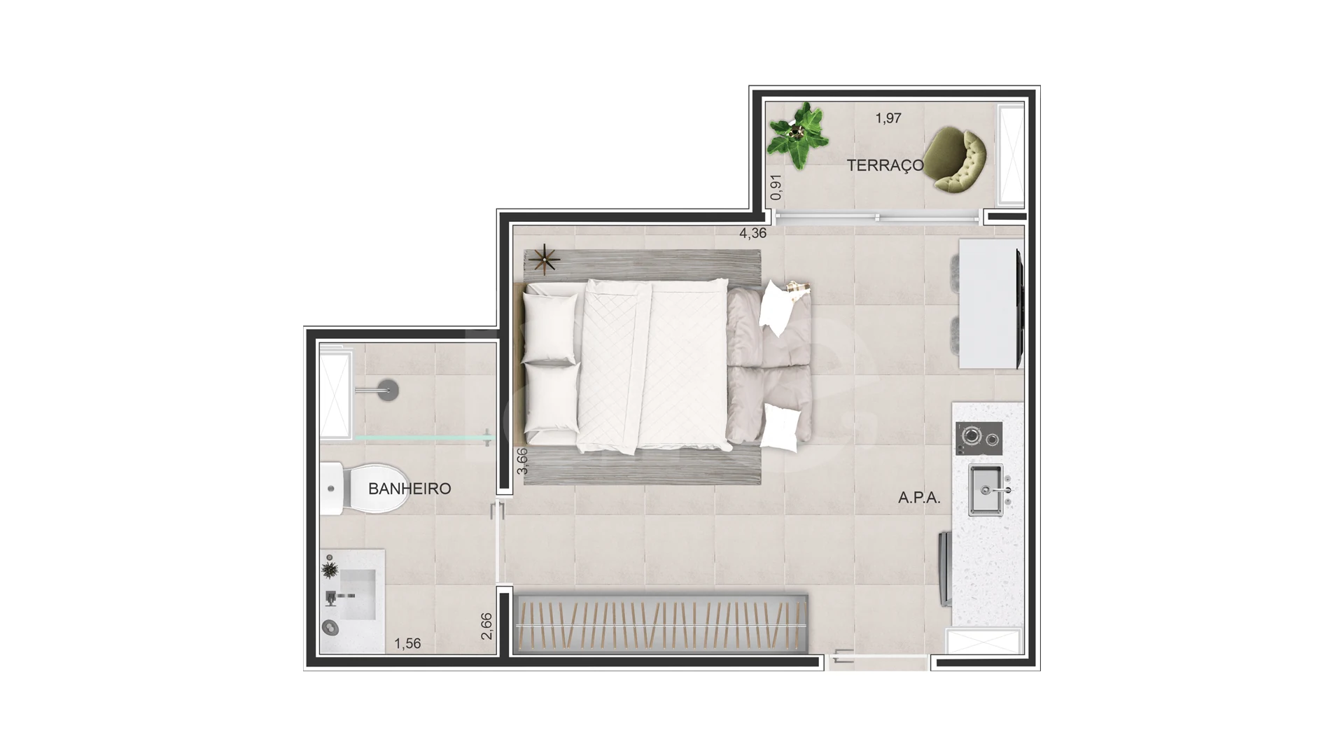 Planta — Apartamento 30,2 m²