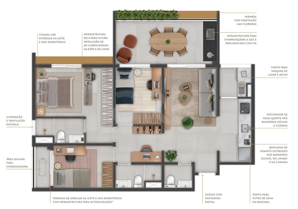 Planta — Apartamento 86,95 m²