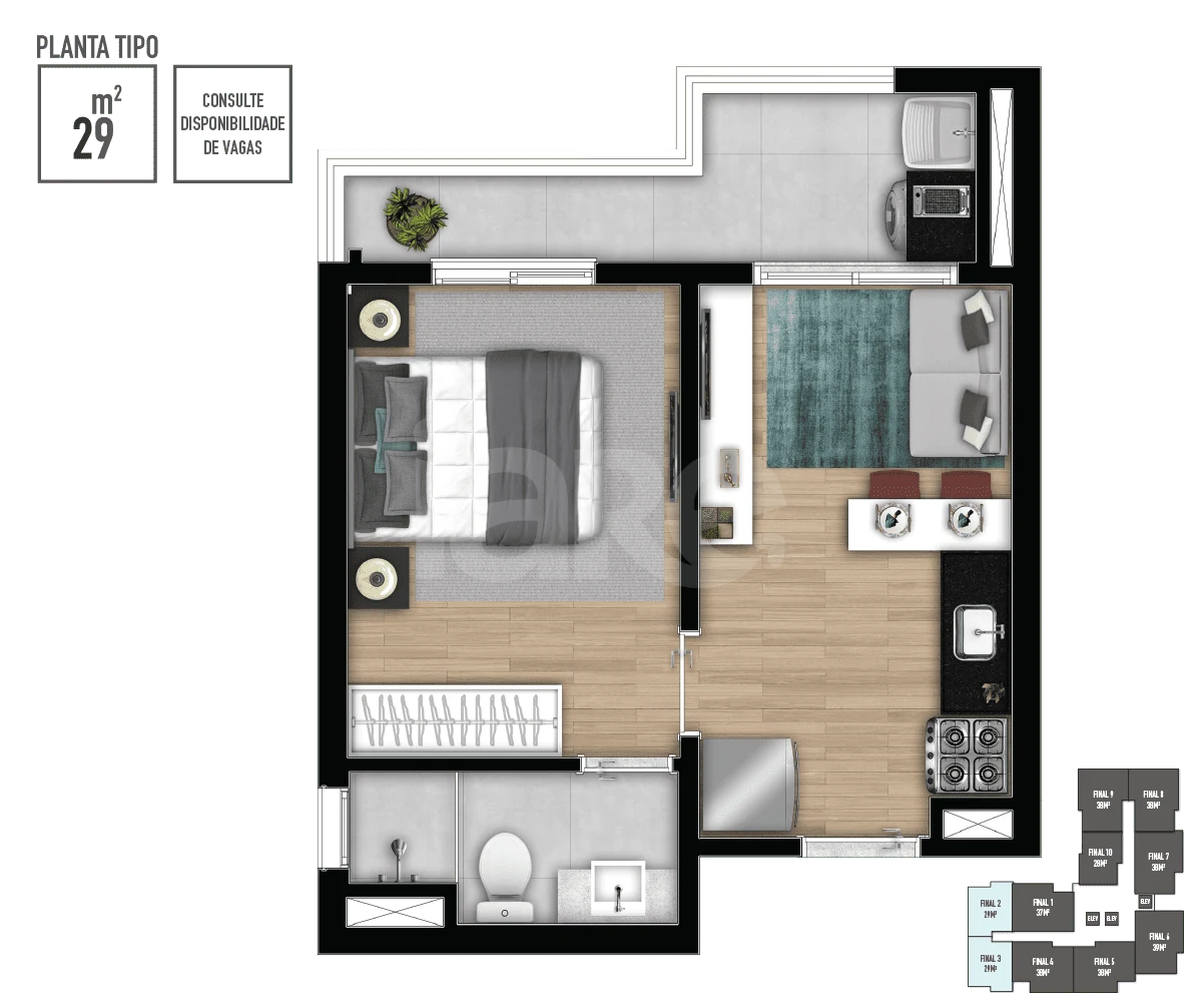 Planta — Apartamento 29,92 m²