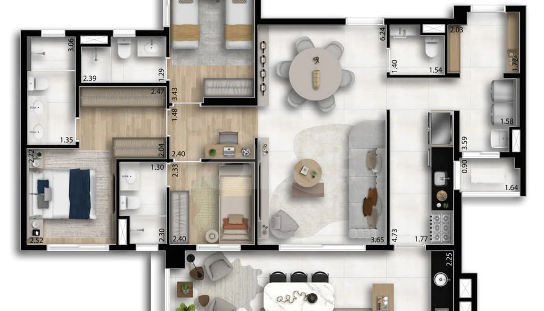 Planta — Apartamento 117,46 m²