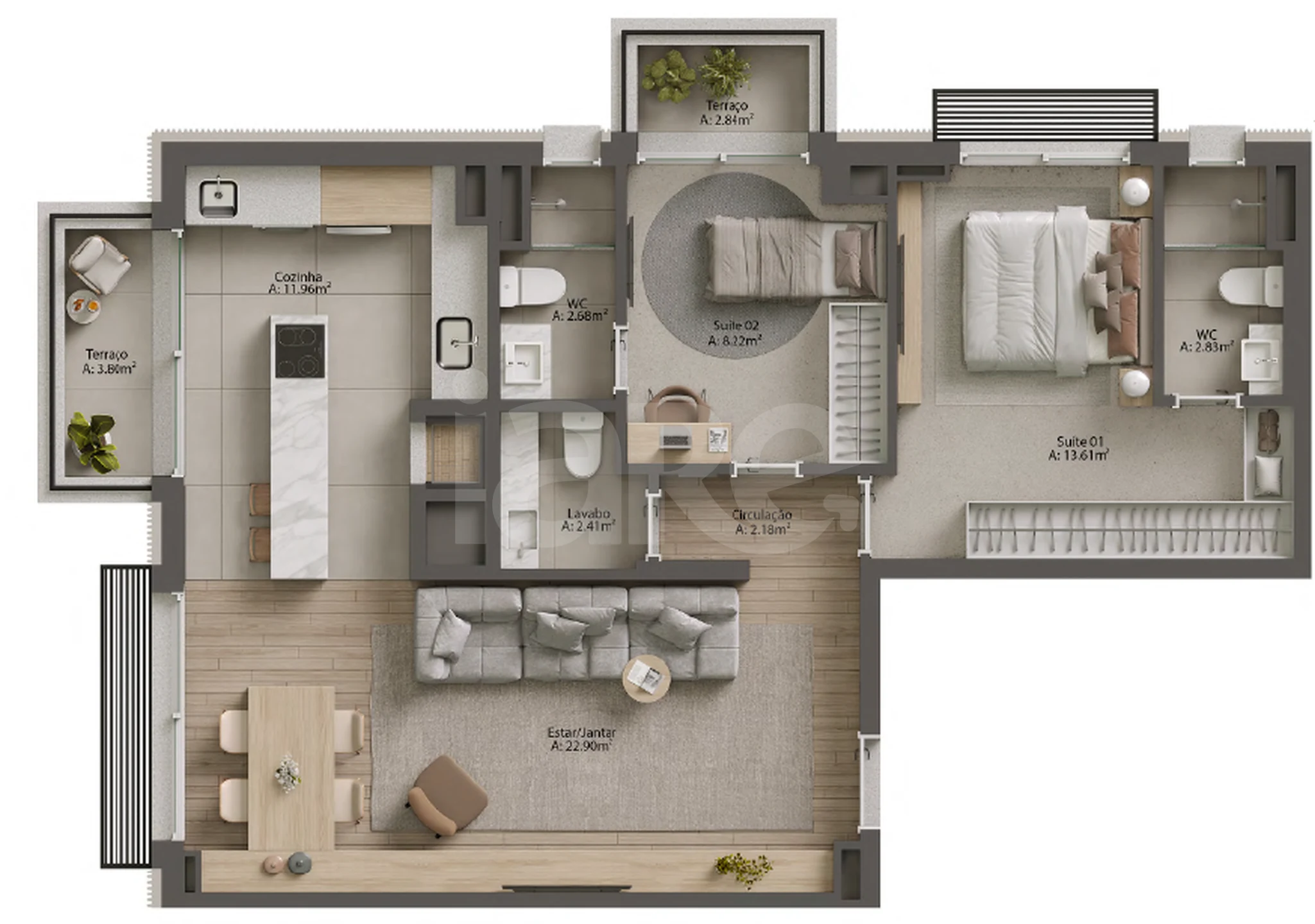 Planta — Apartamento 89 m²