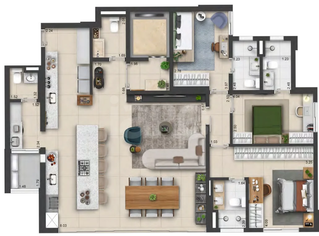 Planta — Apartamento 153,81 m²