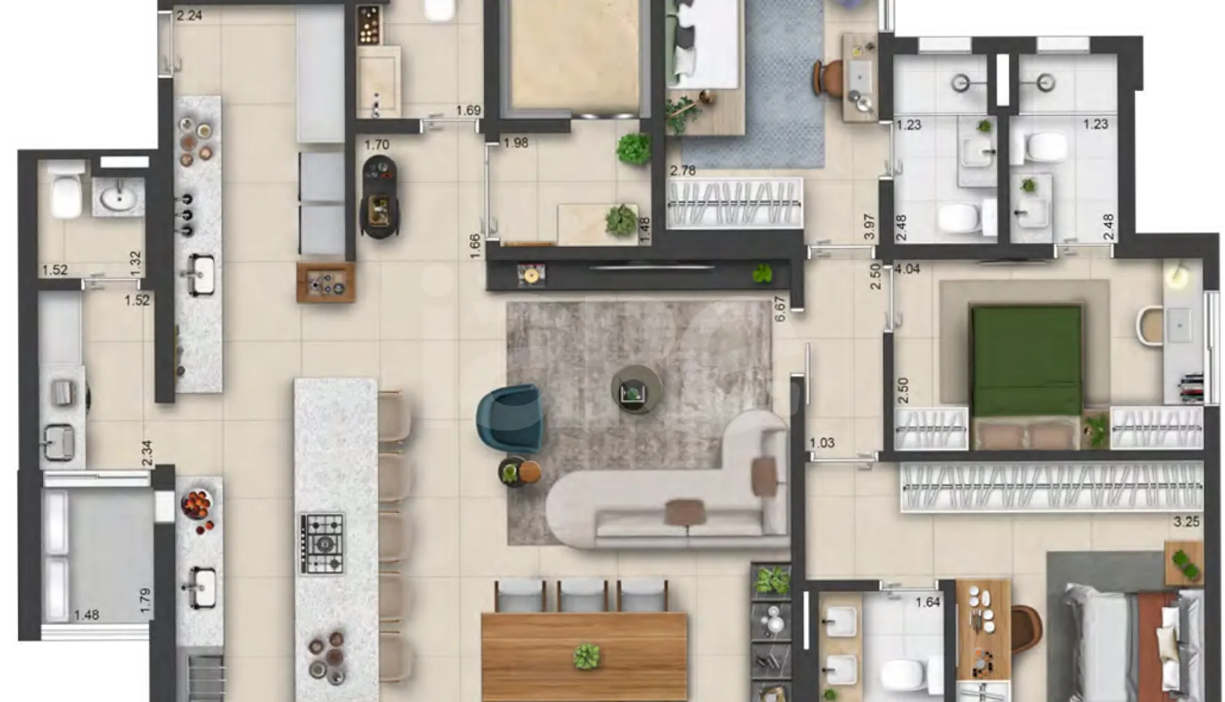 Planta — Apartamento 153,81 m²