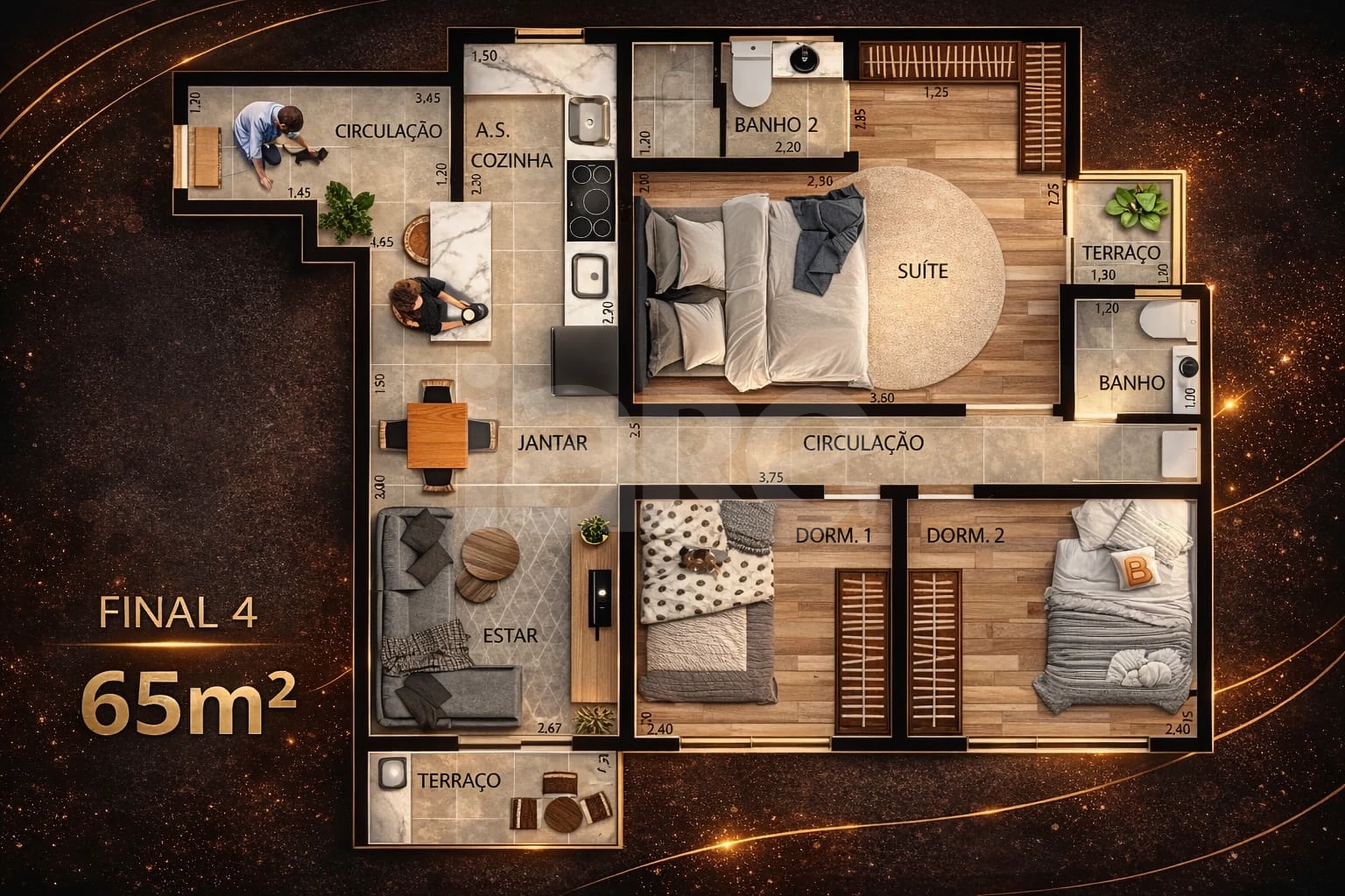 Planta — Apartamento 65 m²