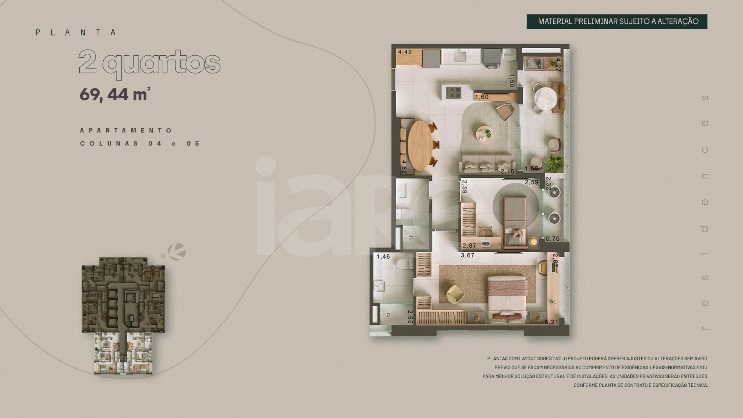 Planta — 2 quartos