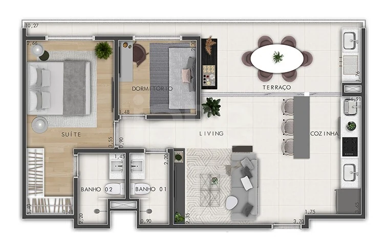 Planta — Apartamento 66,81 m²