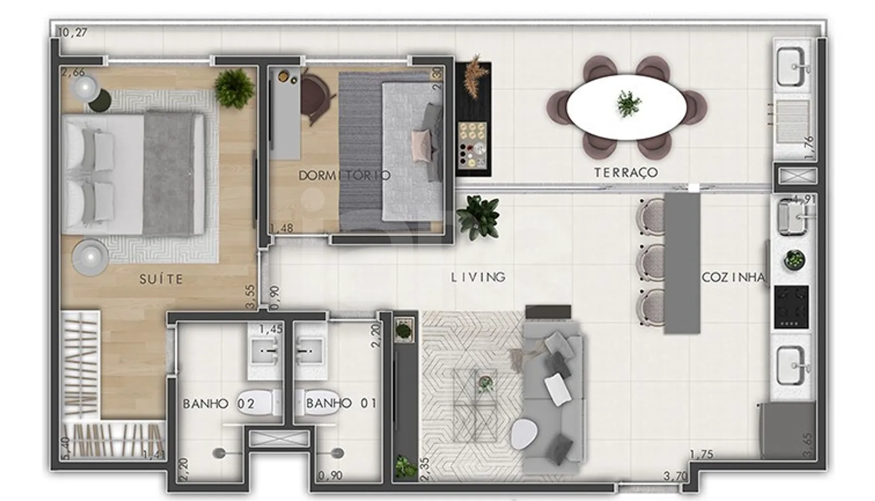 Planta — Apartamento 66,81 m²