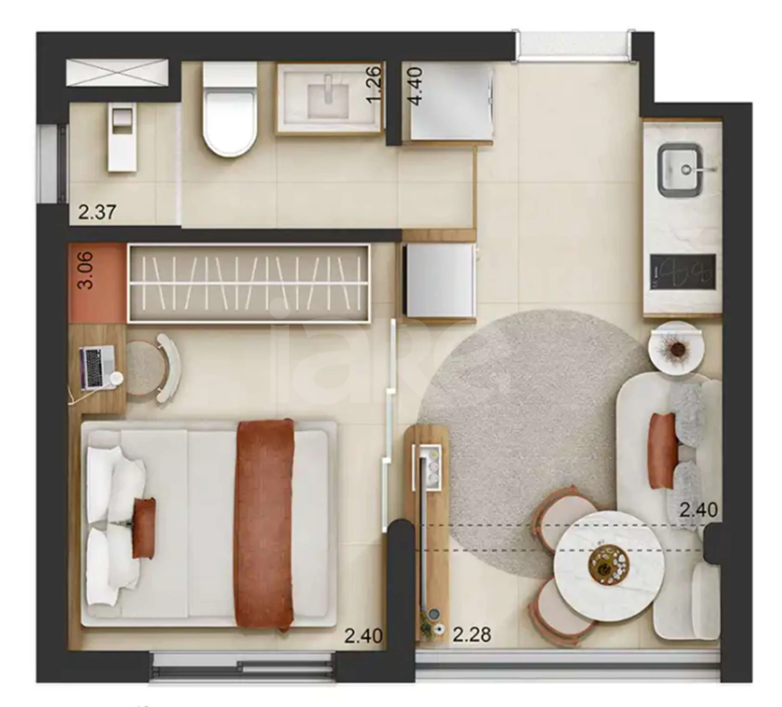 Planta — Apartamento 24,94 m²