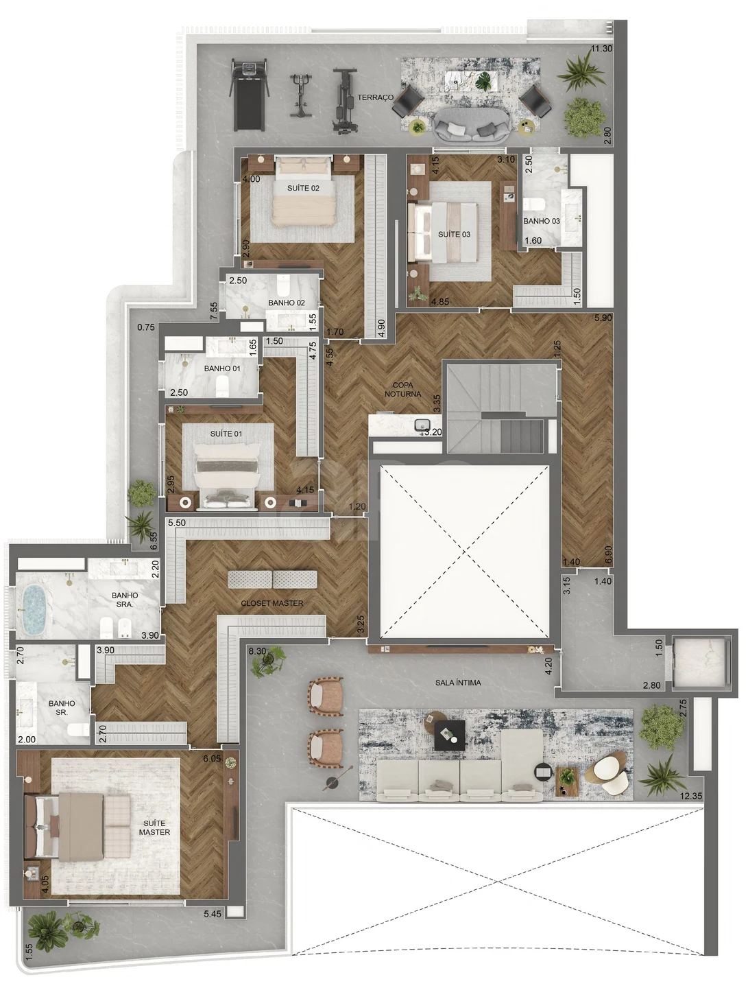 Planta — Cobertura Duplex 708 m²