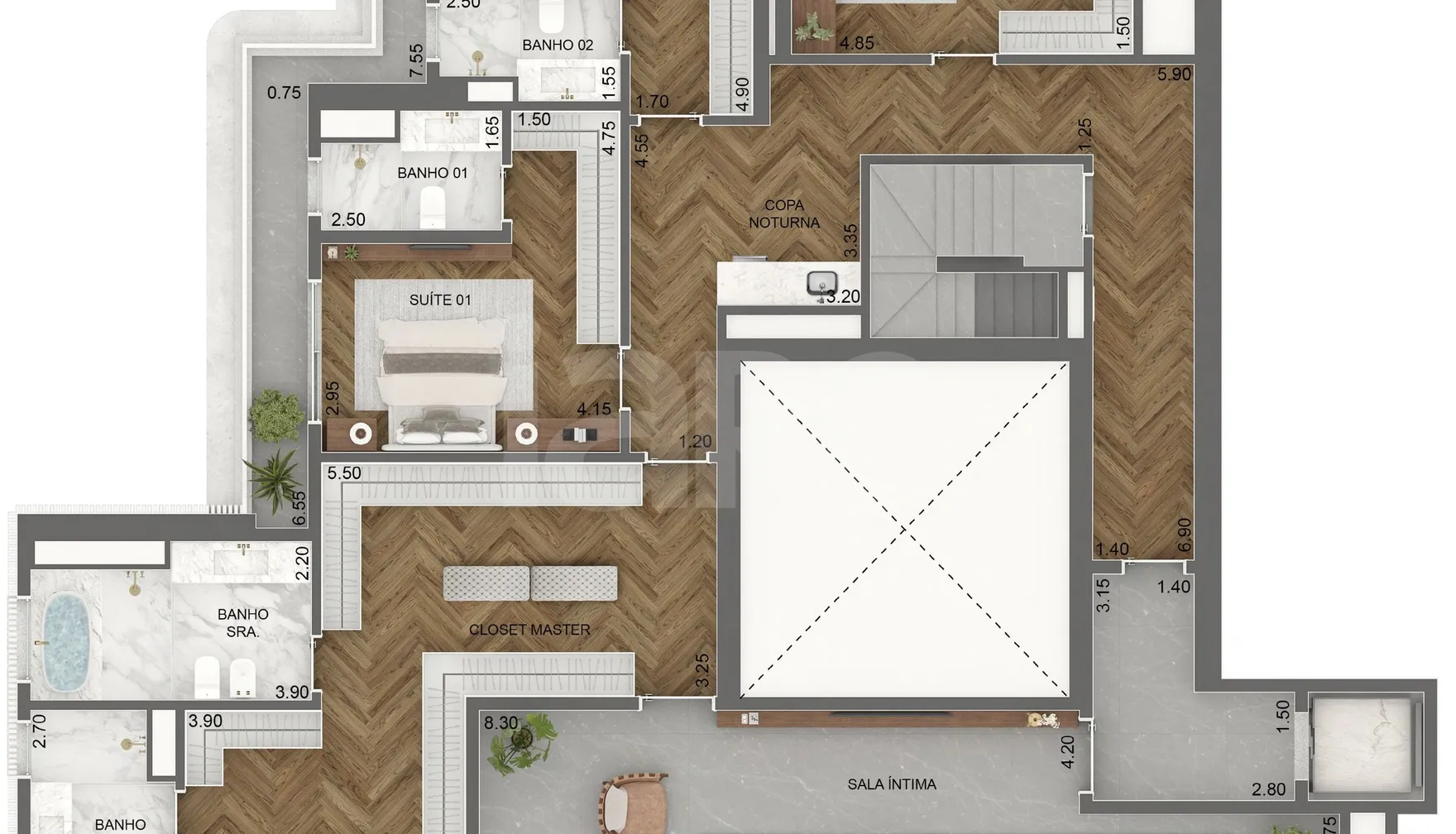 Planta — Cobertura Duplex 708 m²