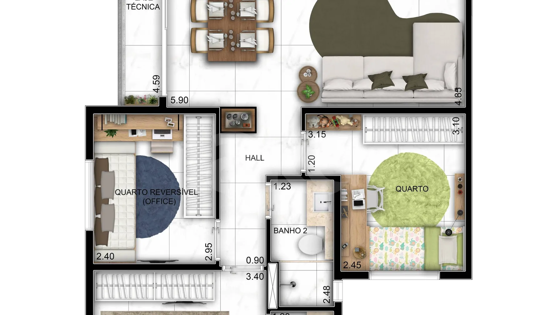Planta — Apartamento 80,44 m²