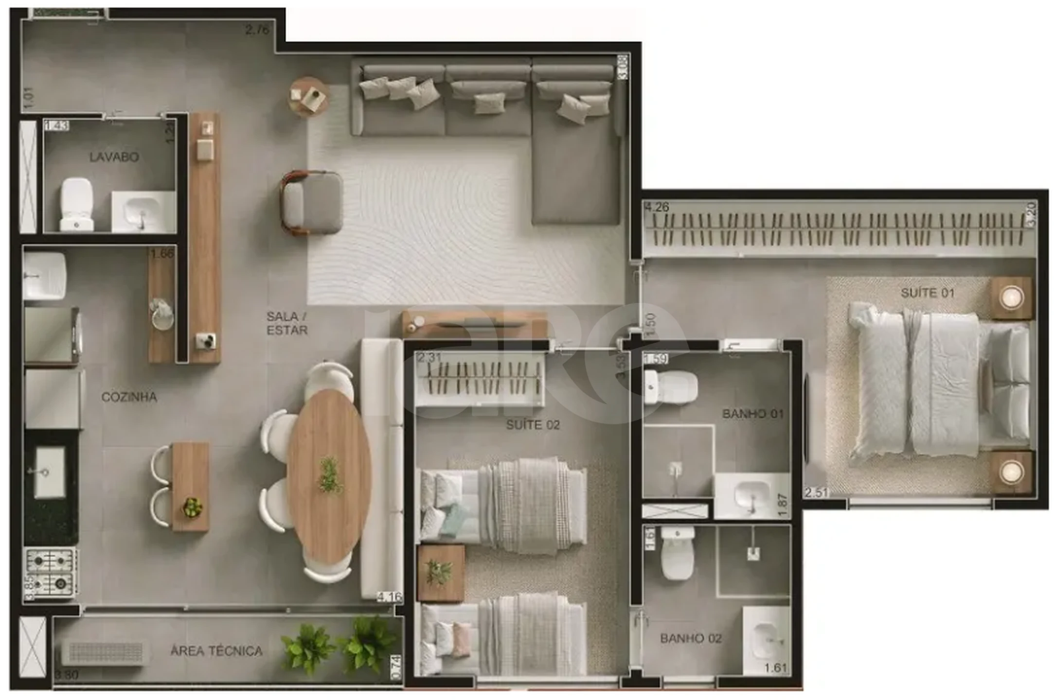 Planta — Apartamento 72,42 m²