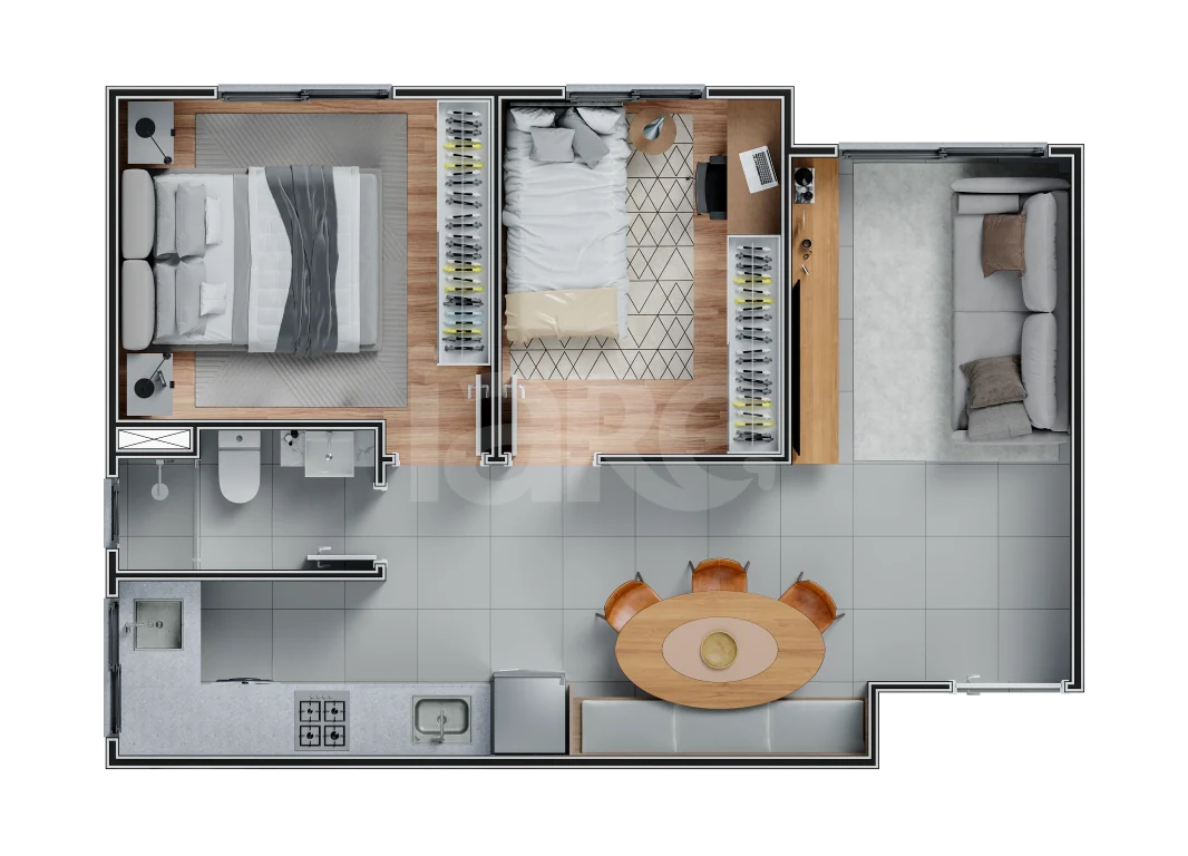 Planta — Apartamento 46,61 m²